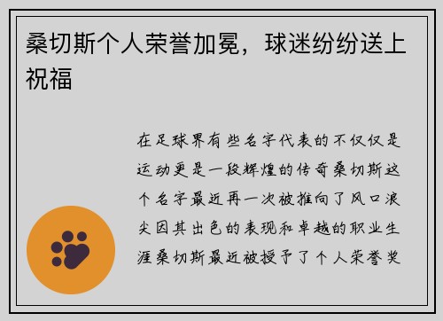 桑切斯个人荣誉加冕，球迷纷纷送上祝福